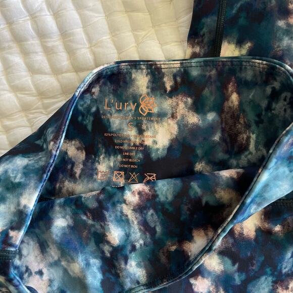 L'urv Solar System 7/8 Legging Size Small Blue White Abstract High Waist Workout - Picture 16 of 16